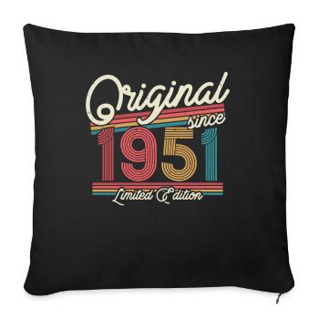 Cadeau d’anniversaire vintage 1951 - Housse de coussin décorative 45 x 45 cm - noir - Devant