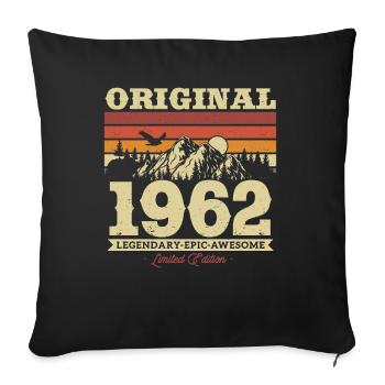 Vintage Birthday Gift 1962 - Sofa pillowcase 17,3'' x 17,3'' (45 x 45 cm) - black - Front