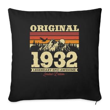 Vintage 1932 Geburtstagsgeschenk - Sofakissenbezug 45 x 45 cm - Schwarz - Vorne