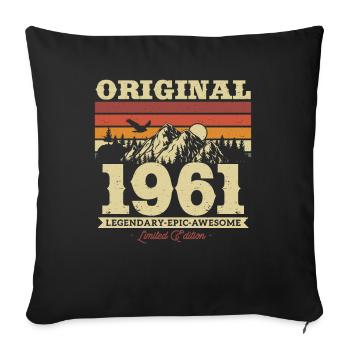 Vintage 1961 Birthday Gift - Sofa pillowcase 17,3'' x 17,3'' (45 x 45 cm) - black - Front