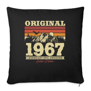 Vintage 1967 Cadeau d’anniversaire - Housse de coussin décorative 45 x 45 cm - noir - Devant
