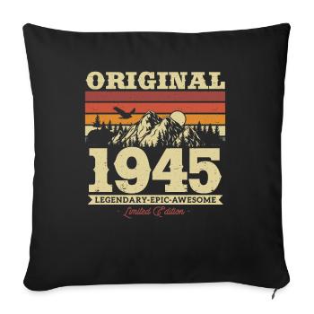 Cadeau 1945 Millésime 78/79 ans - Housse de coussin décorative 45 x 45 cm - noir - Devant