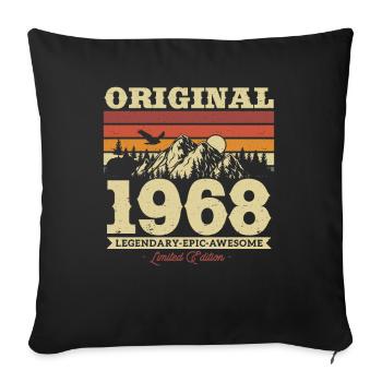 Millésime 1968 Cadeau 55/56ème anniversaire - Housse de coussin décorative 45 x 45 cm - noir - Devant