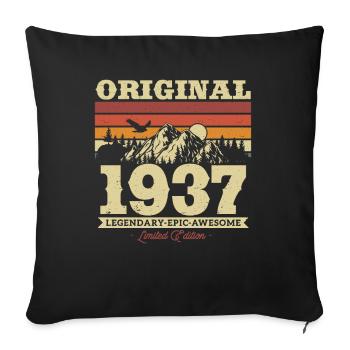 Birthday present born in 1937 86/87 years - Sofa pillowcase 17,3'' x 17,3'' (45 x 45 cm) - black - Front