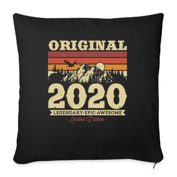 Cadeau d’anniversaire vintage 2020 3/4 ans - Housse de coussin décorative 45 x 45 cm - noir - Devant