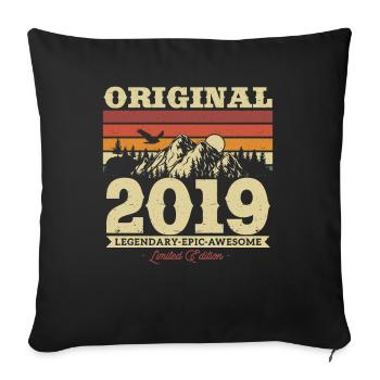 Vintage Birthday Gift 2019 4/5 Years - Sofa pillowcase 17,3'' x 17,3'' (45 x 45 cm) - black - Front