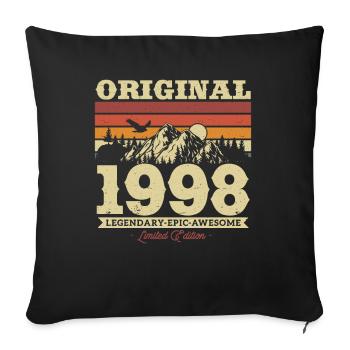 Vintage Geburtstagsgeschenk 1998 - Sofakissenbezug 45 x 45 cm - Schwarz - Vorne
