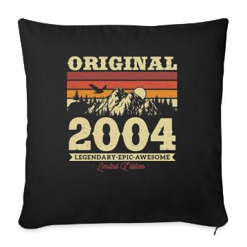 Cadeau Vintage 2004 - 19/20 ans - Housse de coussin décorative 45 x 45 cm - noir - Devant