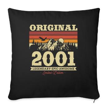Vintage Birthday Gift 2001 22/23 years - Sofa pillowcase 17,3'' x 17,3'' (45 x 45 cm) - black - Front
