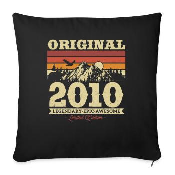 Vintage gift 2010 for 13/14 year olds - Sofa pillowcase 17,3'' x 17,3'' (45 x 45 cm) - black - Front