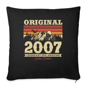 Vintage Geburtstagsgeschenk 2007 - Sofakissenbezug 45 x 45 cm - Schwarz - Vorne