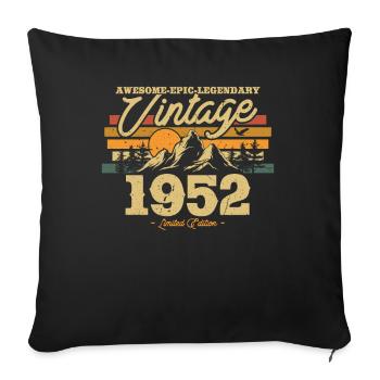 Birthday present born in 1952 71/72 years - Sofa pillowcase 17,3'' x 17,3'' (45 x 45 cm) - black - Front