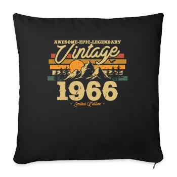 Vintage 1966 Geburtstagsgeschenk - Sofakissenbezug 45 x 45 cm - Schwarz - Vorne
