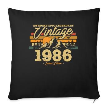 Vintage 1986 Birthday Gift - Sofa pillowcase 17,3'' x 17,3'' (45 x 45 cm) - black - Front