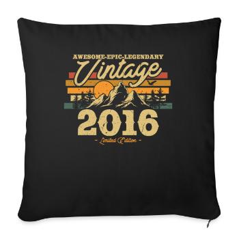 Vintage gift 2016 for 7/8 years - Sofa pillowcase 17,3'' x 17,3'' (45 x 45 cm) - black - Front