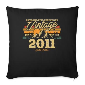 Vintage Birthday Gift 2011, 12/13 years - Sofa pillowcase 17,3'' x 17,3'' (45 x 45 cm) - black - Front