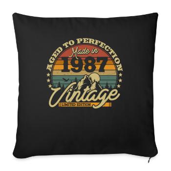 Vintage Geburtstagsgeschenk 1987 - Sofakissenbezug 45 x 45 cm - Schwarz - Vorne