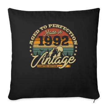 Vintage Geburtstagsgeschenk 1992 - Sofakissenbezug 45 x 45 cm - Schwarz - Vorne