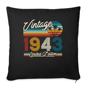 Vintage 1943 Birthday Gift - Sofa pillowcase 17,3'' x 17,3'' (45 x 45 cm) - black - Front