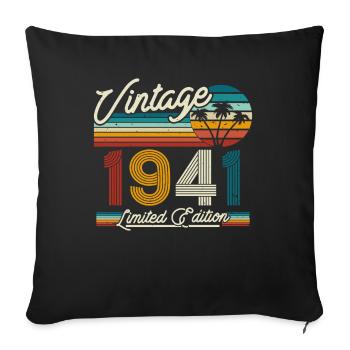 1941 Cadeau vintage 82/83 ans - Housse de coussin décorative 45 x 45 cm - noir - Devant