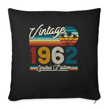 Idée cadeau vintage 1962 - Housse de coussin décorative 45 x 45 cm - noir - Devant