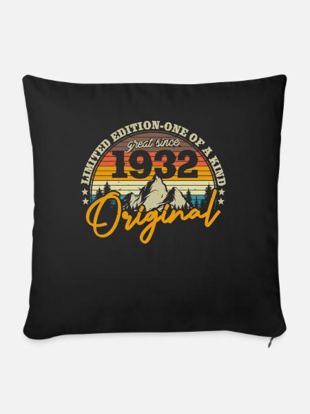 Geschenk 91/92 Geburtstag 1932 Vintage - Sofakissenbezug 45 x 45 cm - Schwarz