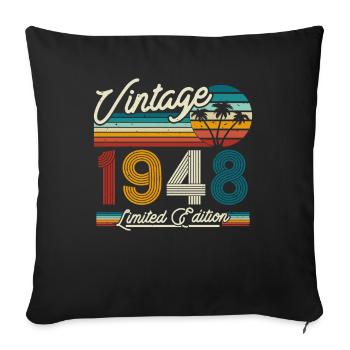 Cadeau 75/76: Né en 1948 - Housse de coussin décorative 45 x 45 cm - noir - Devant