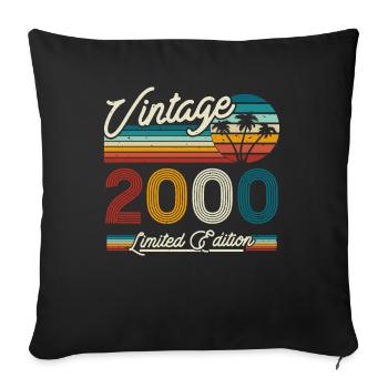 Gift Vintage 2000 23/24 years - Sofa pillowcase 17,3'' x 17,3'' (45 x 45 cm) - black - Front