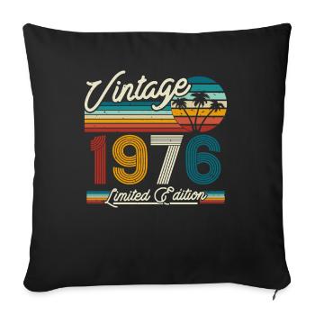 Vintage 1976 Birthday Gift - Sofa pillowcase 17,3'' x 17,3'' (45 x 45 cm) - black - Front