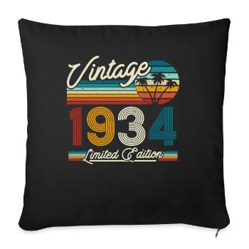 Vintage 1934 Geburtstagsgeschenk - Sofakissenbezug 45 x 45 cm - Schwarz - Vorne