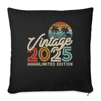 Cadeau d’anniversaire Millésime 2025 - Housse de coussin décorative 45 x 45 cm - noir - Devant