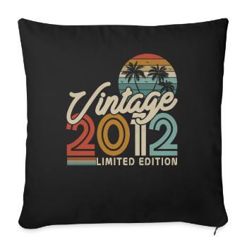 Vintage Birthday Gift 2012, 11/12 years - Sofa pillowcase 17,3'' x 17,3'' (45 x 45 cm) - black - Front
