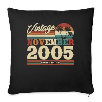 Cadeau d’anniversaire vintage Nov. 2005 - Housse de coussin décorative 45 x 45 cm - noir - Devant