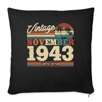 Vintage gift 80/81 years - Sofa pillowcase 17,3'' x 17,3'' (45 x 45 cm) - black - Front