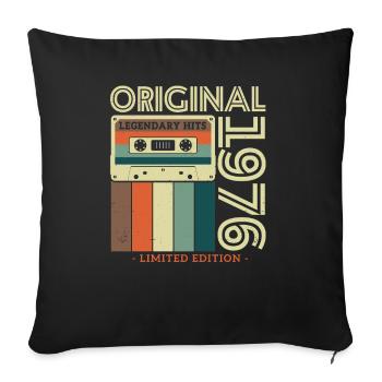 Vintage Birthday Gift 1976 - Sofa pillowcase 17,3'' x 17,3'' (45 x 45 cm) - black - Front