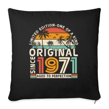 Gift Idea 52-53 Birthday 1971 Vintage - Sofa pillowcase 17,3'' x 17,3'' (45 x 45 cm) - black - Front