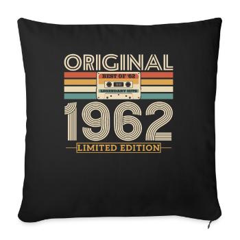 Birthday present born 1962 - 61-62 years - Sofa pillowcase 17,3'' x 17,3'' (45 x 45 cm) - black - Front