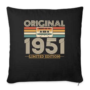 Birthday present born in 1951, 72-73 years old - Sofa pillowcase 17,3'' x 17,3'' (45 x 45 cm) - black - Front