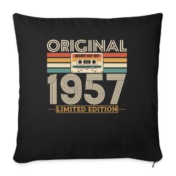 1957 Cadeau d’anniversaire Vintage - Housse de coussin décorative 45 x 45 cm - noir - Devant
