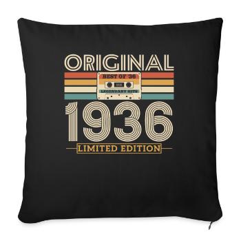 Birthday Gift 1936 Vintage Original, 87-88 - Sofa pillowcase 17,3'' x 17,3'' (45 x 45 cm) - black - Front