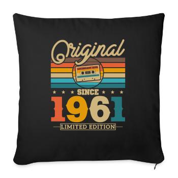 Vintage Birthday Gift 1961 62/63 years - Sofa pillowcase 17,3'' x 17,3'' (45 x 45 cm) - black - Front
