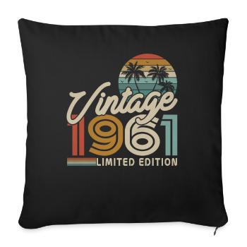 Vintage 1961 Cadeau d’anniversaire - Housse de coussin décorative 45 x 45 cm - noir - Devant