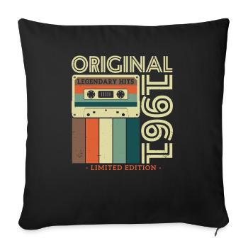 Vintage Geburtstagsgeschenk 1961 - Sofakissenbezug 45 x 45 cm - Schwarz - Vorne
