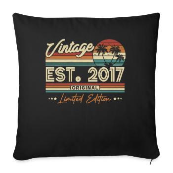 Cadeau d’anniversaire vintage 2017 - Housse de coussin décorative 45 x 45 cm - noir - Devant