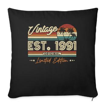 Vintage Geburtstagsgeschenk 1991 - Sofakissenbezug 45 x 45 cm - Schwarz - Vorne