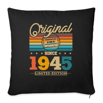 Millésime Anniversaire 1945, 78/79 ans - Housse de coussin décorative 45 x 45 cm - noir - Devant
