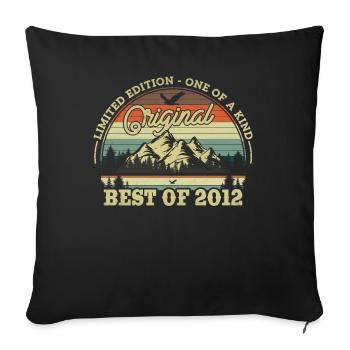 Retro birthday gift for 2012 11-12 years - Sofa pillowcase 17,3'' x 17,3'' (45 x 45 cm) - black - Front