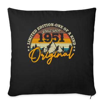 Cadeau rétro 72/73 ans 1951 - Housse de coussin décorative 45 x 45 cm - noir - Devant