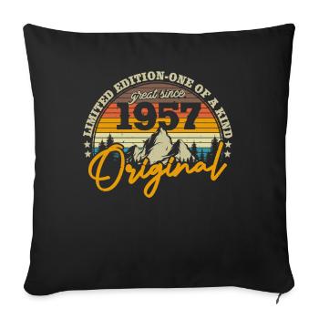 Cadeau d’anniversaire rétro '57 66/67 ans - Housse de coussin décorative 45 x 45 cm - noir - Devant