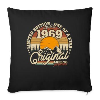 Retro Gift 54/55: Born 1969 - Sofa pillowcase 17,3'' x 17,3'' (45 x 45 cm) - black - Front